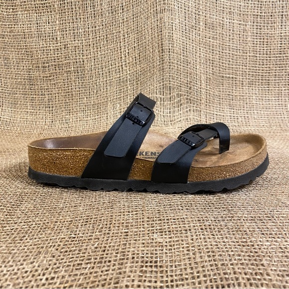 🛑SOLD🛑  Birkenstock Sandals Flats Mayari Slip On Leather Buckle Black Birks  5 - Picture 8 of 12